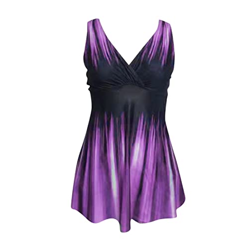 Damen zweiteilig Badeanzug Push up Bademoden bauchweg Tankini Set mit Hot Pants Drucken Badeanzug Bikini Sportlich von Generic