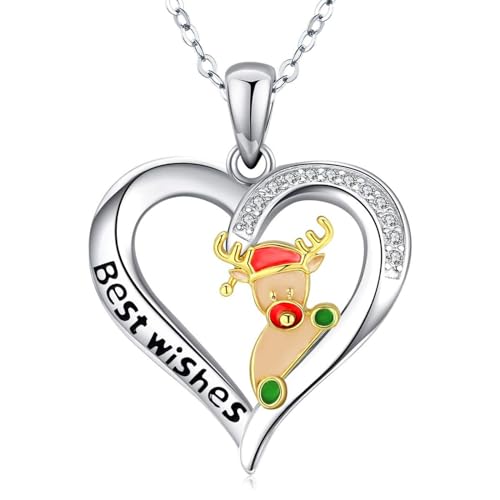 Damenkette Halskette Herz Anhänger Ankerkette Halskette Mit Modischem Weihnachtsmann-Liebesanhänger Für Damen, Schmuck Für Damen von Generic