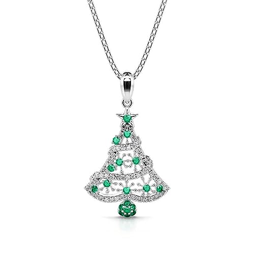 Damenkette Halskette Herz Anhänger Ankerkette Weihnachts-Diamant-Smaragd-Weihnachtsbaum-Halskette Für Frauen von Generic