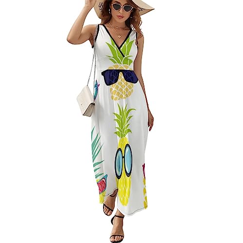 Damenkleid Rüschenkleider Ananas Ärmelloses Kleid Kleid Mit V-Ausschnitt von Generic