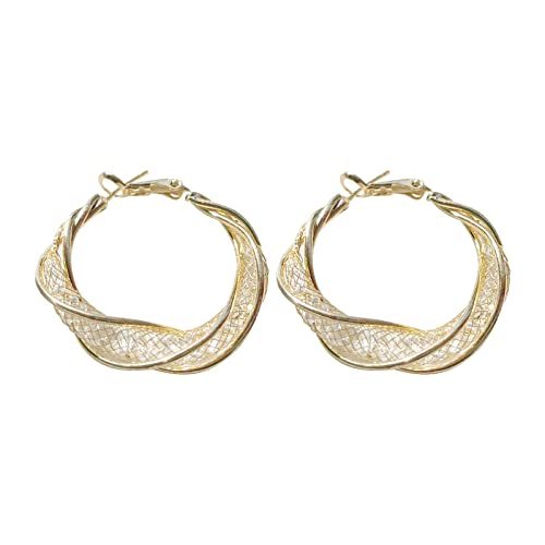 Damenmode Einfache Hohl Mesh Kristall Twisteds Creolen von Generic