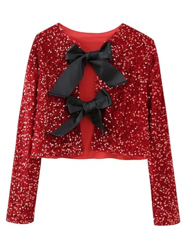 Damenmode Süße Schleife Strickjacke Jacke Party-Stil O-Ausschnitt Langarm Kurzjacke Jacke-as3-XS Damenmode Süße Schleife Strickjacke Jacke Party-Stil O-Ausschnitt Langarm Kurzjacke Jacke-as3-XS von Generic