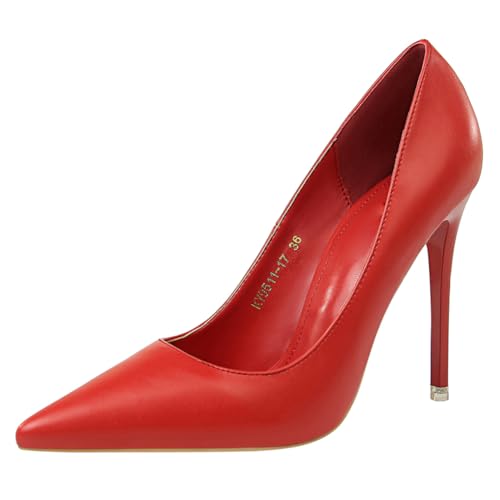 Damensandalen Französischer Stil Ausschnitt Spitze Zehen Stilettoabsatz Schlankmacher Vielseitig Elegant Lässig Für Alltag Und Besondere Anlässe,Rot,36 EU Damensandalen Französischer Stil Ausschnitt Spitze Zehen Stilettoabsatz Schlankmacher Vielseitig Elegant Lässig Für Alltag Und Besondere Anlässe,Rot,36 EU von Qynthra