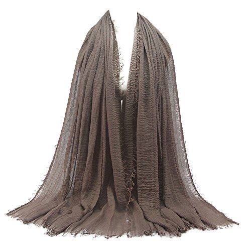 Damenschals Und Tücher Winter Schwarz Premium Viskose Maxi Crinkle Cloud Hijab Schal Schal weicher Islam Muslim Blauer Schal (Coffee 24#, One Size) von Generic