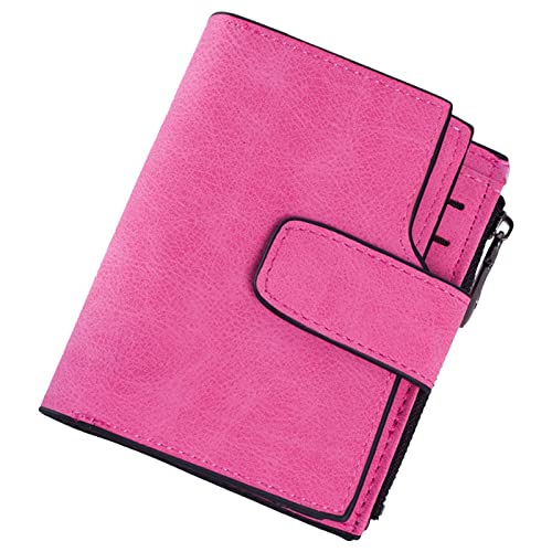 Damenschnalle Reißverschluss kurz gefrostet Multi Card Zipper Clip Kurze Geldbörse Bankkartenetui Brieftasche Geldbörsen Für Herren (Hot Pink, One Size) von Generic