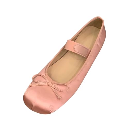 Damenschuhe, ohne Schnürsenkel, elegant, flache Ballettschuhe, quadratische Spitze, Mary Janes, Satin, Retro, Mokassins, leicht, lässig, Rosa, 35 EU Damenschuhe, ohne Schnürsenkel, elegant, flache Ballettschuhe, quadratische Spitze, Mary Janes, Satin, Retro, Mokassins, leicht, lässig, Rosa, 35 EU von Generic