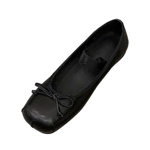 Damenschuhe, ohne Schnürsenkel, elegant, flache Ballettschuhe, quadratische Spitze, Mary Janes, Satin, Retro, Mokassins, leicht, lässig, Schwarz, 38 EU Damenschuhe, ohne Schnürsenkel, elegant, flache Ballettschuhe, quadratische Spitze, Mary Janes, Satin, Retro, Mokassins, leicht, lässig, Schwarz, 38 EU von Generic
