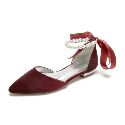 Damenschuhe Bridal Flacher Hochzeit Pointed Toe Abendparty Elegante Formelle Brautschuhe1.5Cm,Wine red,38 EU Damenschuhe Bridal Flacher Hochzeit Pointed Toe Abendparty Elegante Formelle Brautschuhe1.5Cm,Wine red,38 EU von Generic
