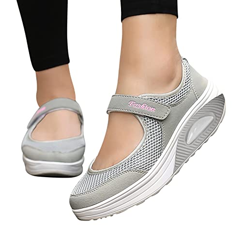 Damenschuhe Flach Schuhe Platform Sport atmungsaktive Mode Running leichte beiläufige Schuhe Frauen Damen Schuhe Winterboots (Grey, 38) von Generic