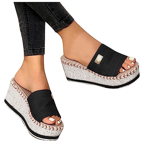 Damenschuhe Hohe Edges Frauen Flops flip phänomenale Schuhe Frauen Hausschuh rutschfeste Schuhe Damen Küche (Black, 39) von Generic