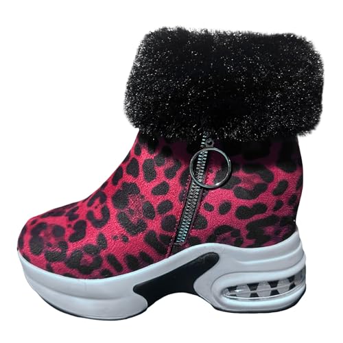 Damenschuhe Plus kurze Fleece-Stiefel Modische Innenhöhe erhöhende Damen-Stiefel in Nude (Red, 42) von Generic