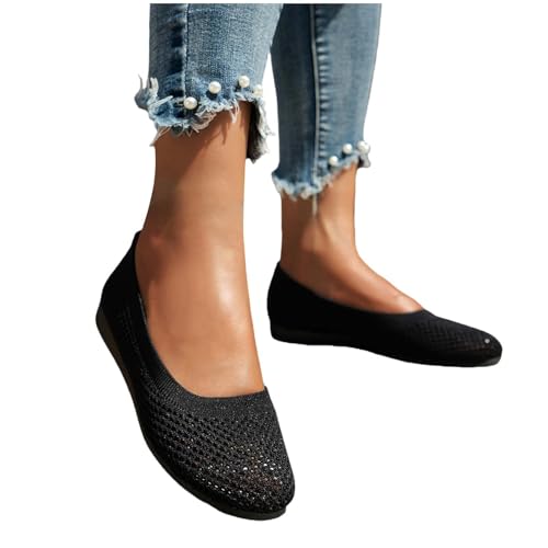 Damenschuhe Spitze Zehenpartie Barfußschuhe Mesh Stoff Plateau Loafer geschlossen Memory 𝗙oam Mokassin Atmungsaktivität Freizeitschuhe Sommermode Schwarz Outdoor Schuhe (Black, 39) von Generic