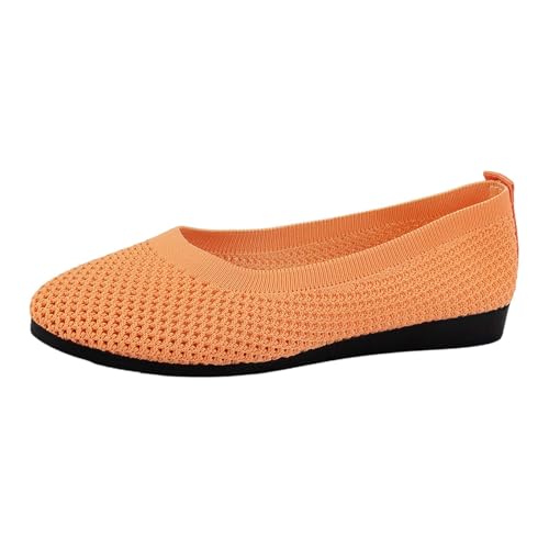 Damenschuhe Spitze Zehenpartie Barfußschuhe Mesh Stoff Plateau Loafer geschlossen Memory 𝗙oam Mokassin Atmungsaktivität Freizeitschuhe Sommermode Schwarz Outdoor Schuhe (Orange, 36) von Generic