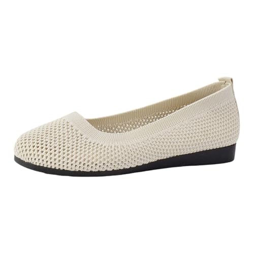 Damenschuhe Spitze Zehenpartie Barfußschuhe Mesh Stoff Plateau Loafer geschlossen Memory 𝗙oam Mokassin Atmungsaktivität Freizeitschuhe Sommermode Schwarz Outdoor Schuhe (White, 36) von Generic