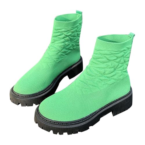Damenstiefel, Plateau-Stiefel, runde Spitze, kurze Stiefel, leicht, elastisch, große Größe, britischer Stil, Outdoor, rutschfest, Herbst und Winter, grün, 42 EU Damenstiefel, Plateau-Stiefel, runde Spitze, kurze Stiefel, leicht, elastisch, große Größe, britischer Stil, Outdoor, rutschfest, Herbst und Winter, grün, 42 EU von Generic