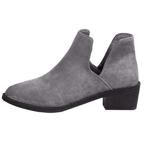 Damenstiefel, quadratischer Absatz, spitzer Zehenbereich, kurze Stiefel aus Kunstleder, elegant, Herbst, Winter, Retro, britischer Stil, leicht, Damenschuhe, grau, 36 EU Damenstiefel, quadratischer Absatz, spitzer Zehenbereich, kurze Stiefel aus Kunstleder, elegant, Herbst, Winter, Retro, britischer Stil, leicht, Damenschuhe, grau, 36 EU von Generic