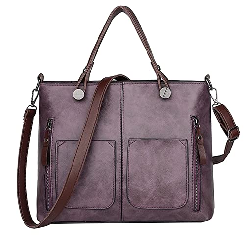 Damentasche kann schräg sein, Tasche kann Handtasche sein, Santed-Handtasche, modische Ledertasche Lederjacke Herren Mit Viele Taschen (Purple, One Size) von Generic