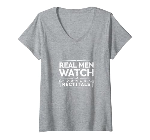 Dance Dads Real Men schauen Sich Konzerte an T-Shirt mit V-Ausschnitt, Damen, Grau Meliert, XL von Generic