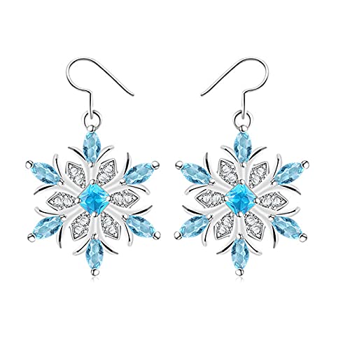 Dangler Crystal Eardrop Blaue Edelsteine für Frauen Schneeflocke Ohrring Ohrringe Ohrringe Mondstein Silber (Blue, One Size) von Generic