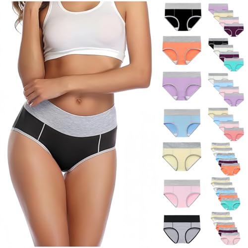 Dankeschön Geschenke Unterhosen Damen Baumwolle Unterwäsche Frauen Kontrastfarbe Nähte Unterhose Hipster Nahtlose Slips Hohe Taille Taillenslip Sexy Unterwäsche für Frau Weich Bequem Panties 5er von Generic