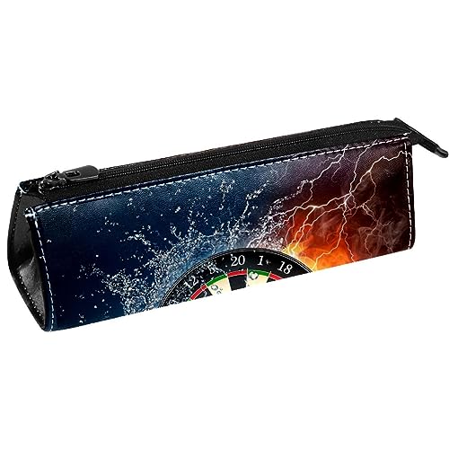 Dartboard in Feuer und Wasser Hintergrund Stift Tasche Schreibwaren Beutel Bleistift Tasche Kosmetiktasche Tasche Compact Zipper Bag, multi, 5.5 ×6 ×20CM/2.2x2.4x7.9 in, Taschen-Organizer von Generic
