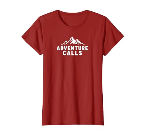 Das Abenteuer ruft Mountain Peaks Outdoor-Entdecker T-Shirt, Damen, Cranberry, M von Generic