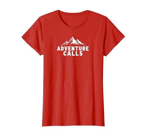 Das Abenteuer ruft Mountain Peaks Outdoor-Entdecker T-Shirt, Damen, Rot, XXL von Generic