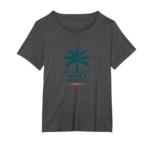 Das Leben ist Besser unter Einer Palme - Unidea T-Shirt, Damen Große Größen, Anthrazit Meliert, 5X von Generic