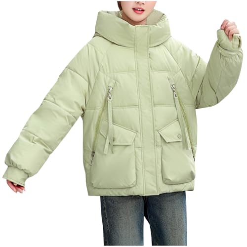 Daunenjacke Für Damen 2024 Winter Mit Reißverschluss Puffermäntel Lockere Passform Elegance Winterparka Verdickt Warme Winterjacke Frauen Einfarbig Skijacke 90Er Jahre Outfit von Generic