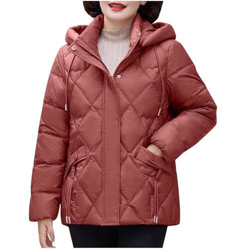 Daunenjacke Für Damen Mit Reißverschluss 2024 Winter Skijacke Lockere Passform Frauen Winterparka Elegance Einfarbig Puffermäntel Verdickt Warme Winterjacke Elegant Festlich Jacken von Generic