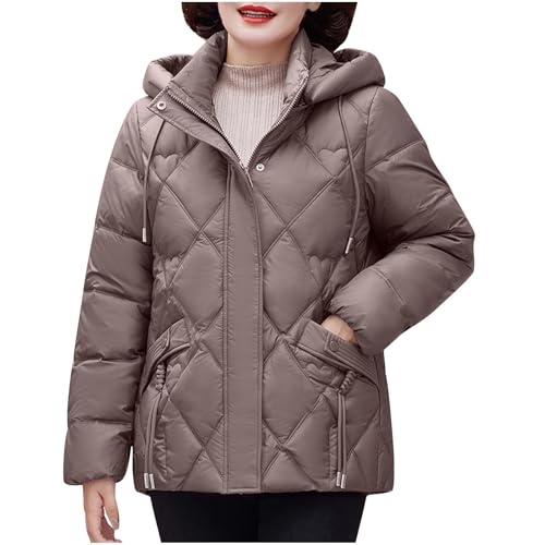 Daunenjacke Für Damen Mit Reißverschluss 2024 Winter Skijacke Lockere Passform Frauen Winterparka Elegance Einfarbig Puffermäntel Verdickt Warme Winterjacke Elegant Festlich Jacken von Generic