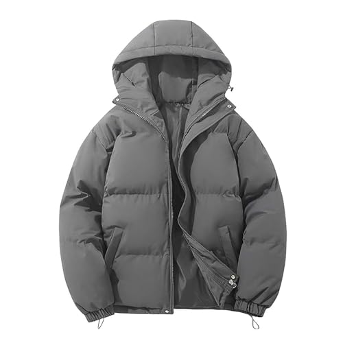 Daunenjacke Herren Puffer Mit Kapuze Jacke Parka Gefüttert Schwarz Einfarbig Steppjacke Übergangsjacke Winter Mit Taschen Winterjacke Jacket Winterjacke Herren Steppjacke mit Kapuze von Generic