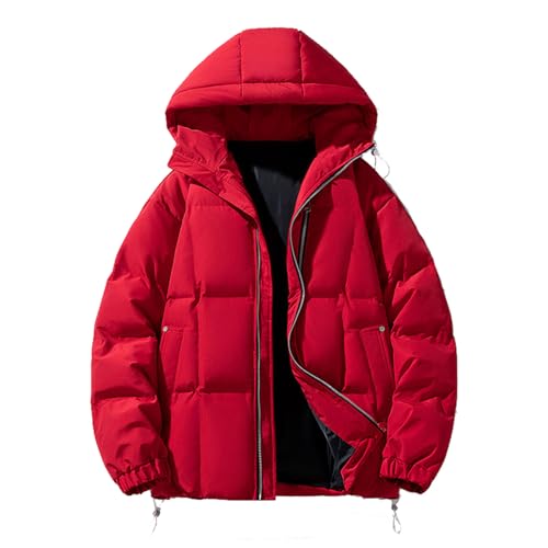Daunenjacke Herren Puffer Mit Kapuze Jacke Parka Gefüttert Schwarz Einfarbig Steppjacke Übergangsjacke Winter Mit Taschen Winterjacke Jacket Winterjacke Herren Steppjacke mit Kapuze von Generic