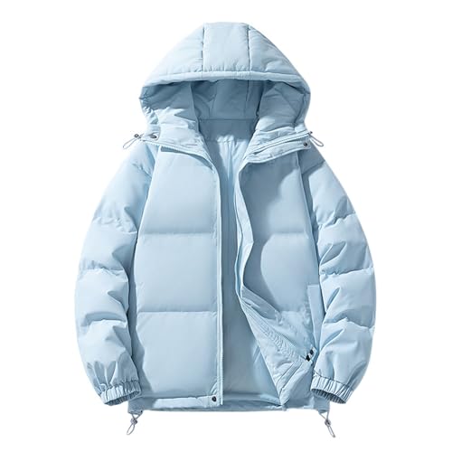 Daunenjacke Herren Puffer Mit Kapuze Jacke Parka Gefüttert Schwarz Einfarbig Steppjacke Übergangsjacke Winter Mit Taschen Winterjacke Jacket Winterjacke Herren Steppjacke mit Kapuze von Generic