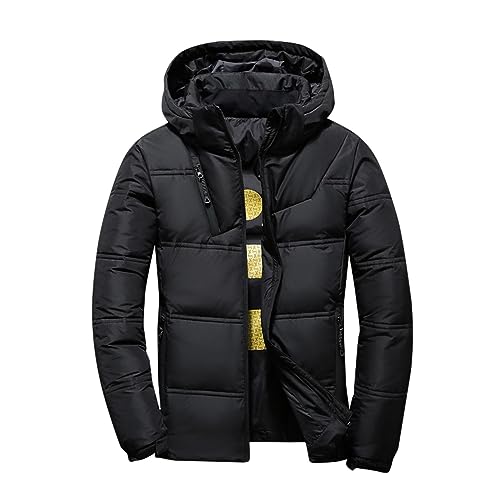 Daunenjacke Herren Winterjacke Leichte Puffer Jacke Warm mit Kapuze Winterparka Outdoor Sport Langarm Wintermantel Große Größen Männer Outdoor Jacken Herbstjacke Schwarz XL von Generic