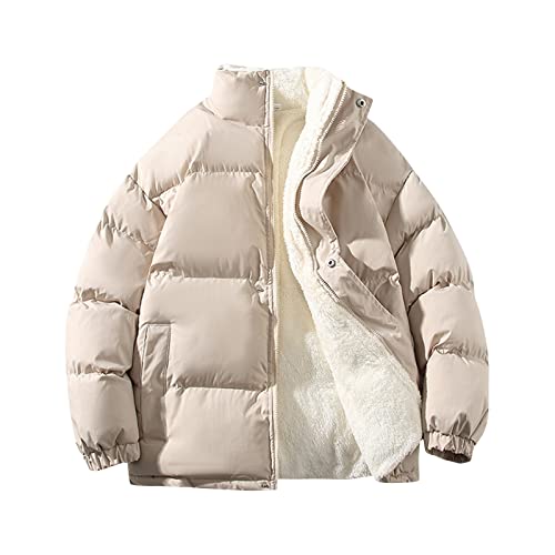 Daunenjacke Herren Winterjacke Leichte Puffer Jacke Warme Stehkragen Winterjacken Outdoor Fleece Langarm Winterparka Große Größen Männer Outdoor Jacken Steppjacke Beige L von Generic