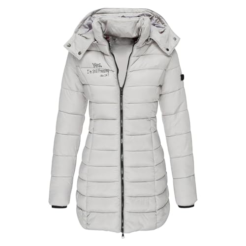 Daunenmantel Damen Mit Kapuze Winterjacke Warm Übergangsjacke Gefüttert Steppjacke Mittellang Puffer Jacke Outdoor Wintermantel Lang Daunenjacke Frauen Skijacke Black Friday Deals 2024 von Generic