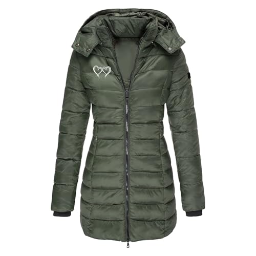 Daunenmantel Damen Mit Kapuze Winterjacke Warm Übergangsjacke Gefüttert Steppjacke Mittellang Puffer Jacke Outdoor Wintermantel Lang Daunenjacke Frauen Skijacke Black Friday Deals 2024 von Generic