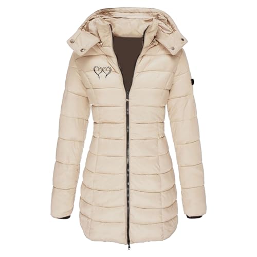 Daunenmantel Damen Mit Kapuze Winterjacke Warm Übergangsjacke Gefüttert Steppjacke Mittellang Puffer Jacke Outdoor Wintermantel Lang Daunenjacke Frauen Skijacke Black Friday Deals 2024 von Generic