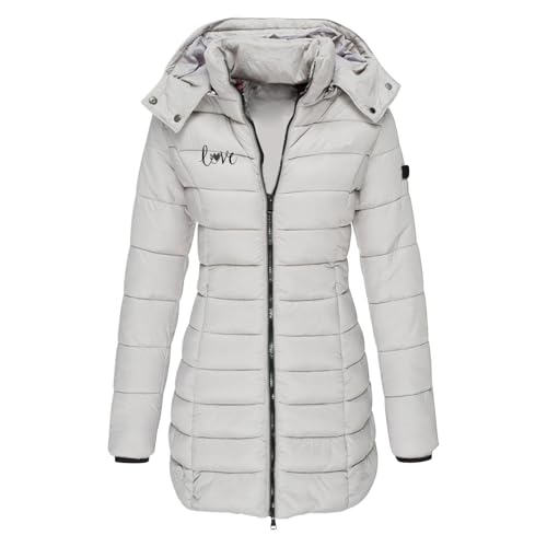 Daunenmantel Damen Mit Kapuze Winterjacke Warm Übergangsjacke Gefüttert Steppjacke Mittellang Puffer Jacke Outdoor Wintermantel Lang Daunenjacke Frauen Skijacke Black Friday Deals 2024 von Generic