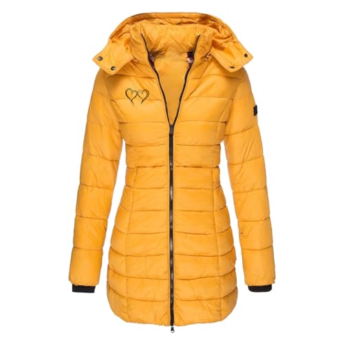 Daunenmantel Damen Mit Kapuze Winterjacke Warm Übergangsjacke Gefüttert Steppjacke Mittellang Puffer Jacke Outdoor Wintermantel Lang Daunenjacke Frauen Skijacke Black Friday Deals 2024 von Generic