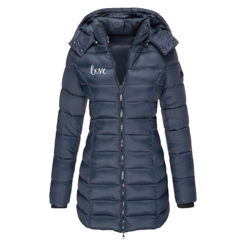 Daunenmantel Damen Mit Kapuze Winterjacke Warm Übergangsjacke Gefüttert Steppjacke Mittellang Puffer Jacke Outdoor Wintermantel Lang Daunenjacke Frauen Skijacke Happy New Year 2025 von Generic