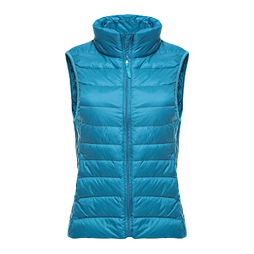 Daunenweste Damen Leicht Dünne Daunen Steppweste Damen Ärmellose Daunenjacke Damen Wattierte Weste Daunen (Blau, XXXXL) von Generic