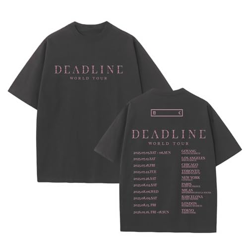 Deadline Baumwolle T-Shirt 2025 World Tour Grafik Unterstützung T Hemd(Gray,L) von Generic