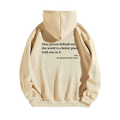 Dear Person Behind Me Hoodie Damen Herbst Winter Fleece Lined Sweatshirt Letter Print Langarm Y2K E-Girl Pullover Oversize Vintage Kapuzenpullover Harajuku Streetwear Hoodie - von Generic