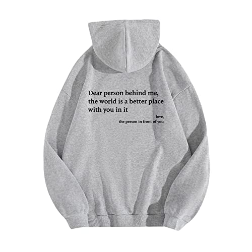 Dear Person Behind Me Hoodie Damen Herbst Winter Fleece Lined Sweatshirt Letter Print Langarm Y2K E-Girl Pullover Oversize Vintage Kapuzenpullover Harajuku Streetwear Hoodie - von Generic