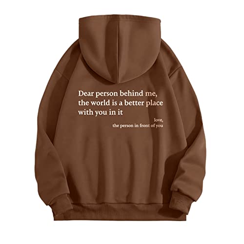 Dear Person Behind Me Hoodie Damen Herbst Winter Fleece Lined Sweatshirt Letter Print Langarm Y2K E-Girl Pullover Oversize Vintage Kapuzenpullover Harajuku Streetwear Hoodie - von Generic