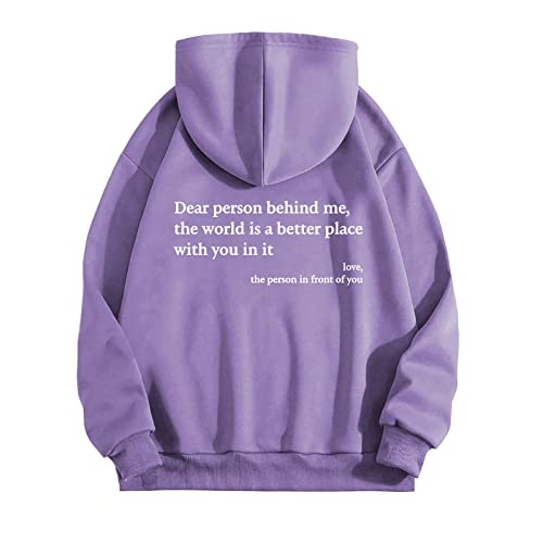 Dear Person Behind Me Hoodie Damen Herbst Winter Fleece Lined Sweatshirt Letter Print Langarm Y2K E-Girl Pullover Oversize Vintage Kapuzenpullover Harajuku Streetwear Hoodie - von Generic