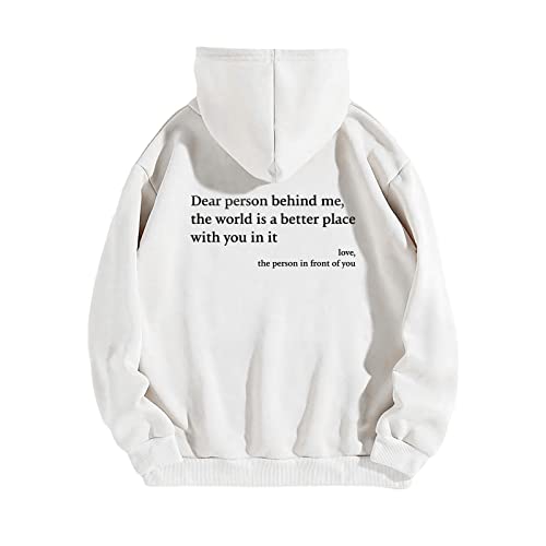 Dear Person Behind Me Hoodie Damen Herbst Winter Fleece Lined Sweatshirt Letter Print Langarm Y2K E-Girl Pullover Oversize Vintage Kapuzenpullover Harajuku Streetwear Hoodie - von Generic
