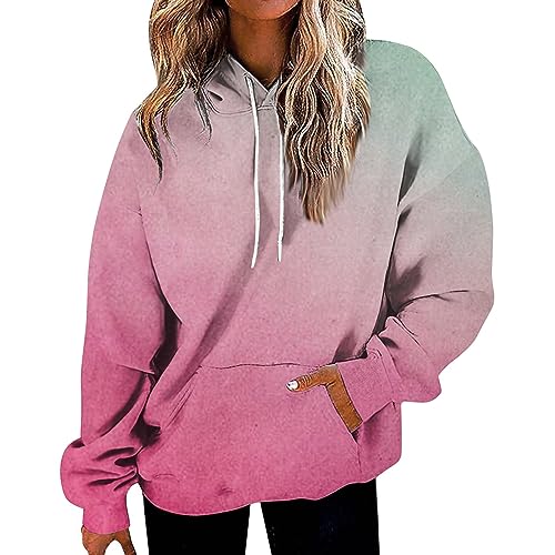 Decken Hoodie, Kapuzenpullover Hoodie Oversize Damen Oberteile Herbst Langarm Shirt Blusen Sport Top Hemdkragen Einsatz Rollkragenpullover Fleece Sexy Outfit Für Damen(2-Rosa,4XL) von Generic